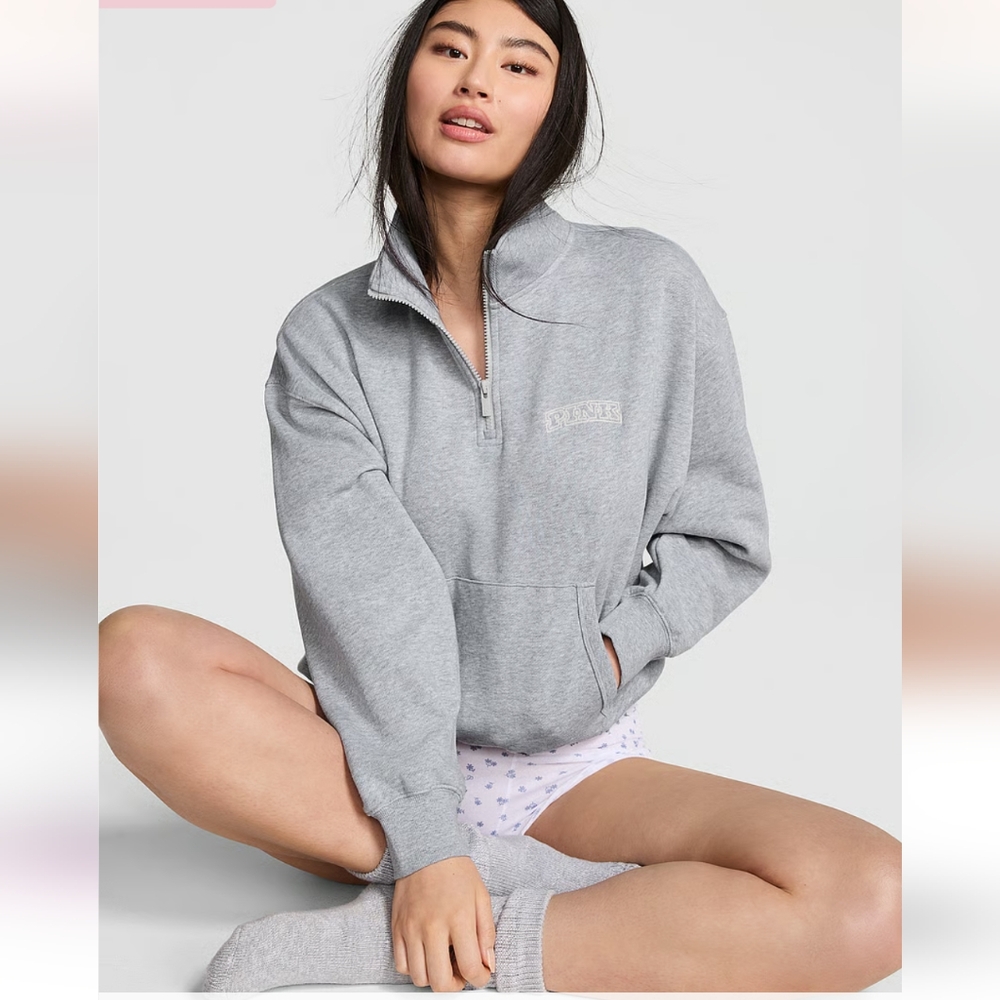 New PINK Ivy Fleece Quarter-Zip Sweatshirt